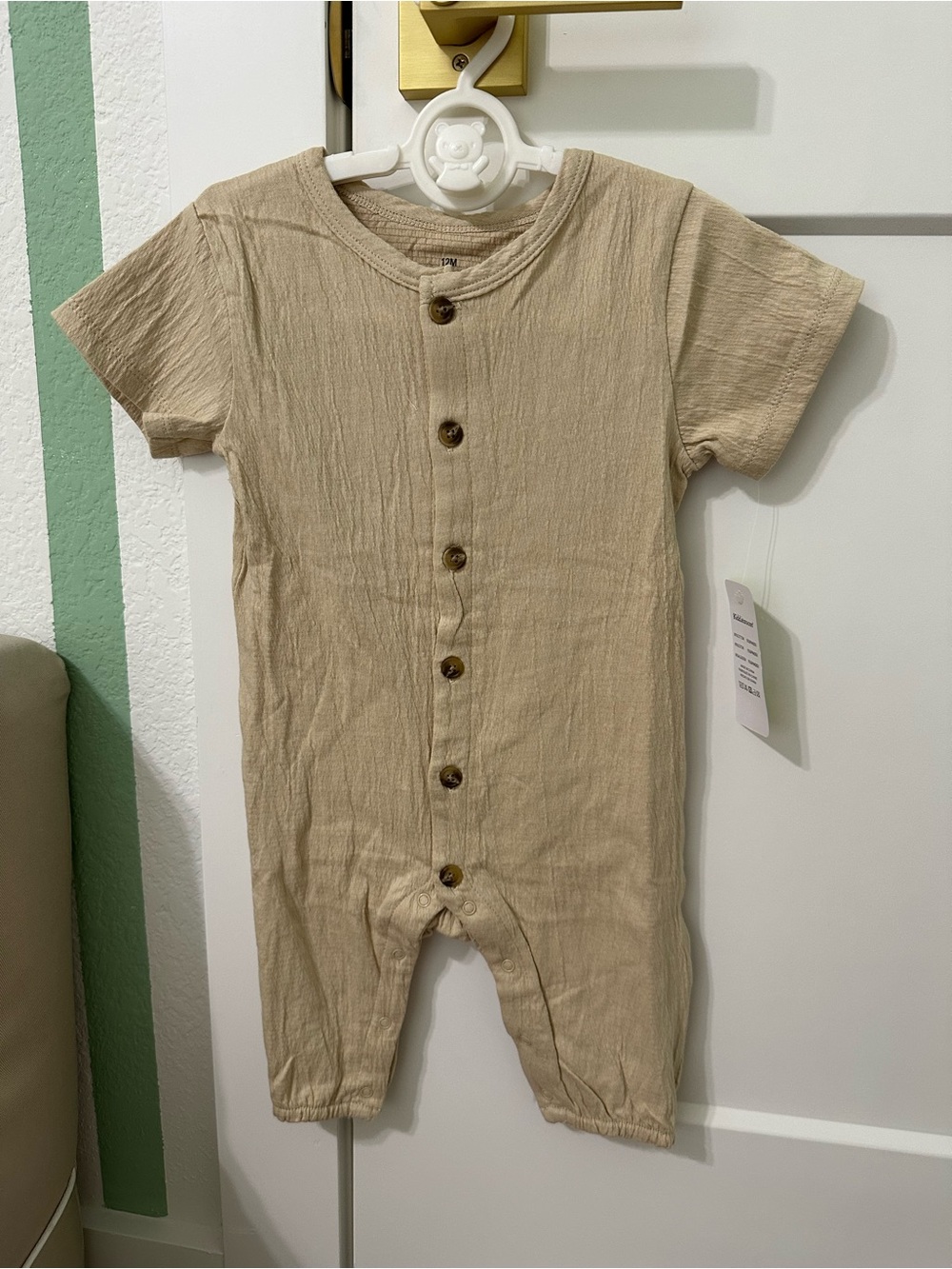 Amazon Kids One Piece Beige Button-Front Romper